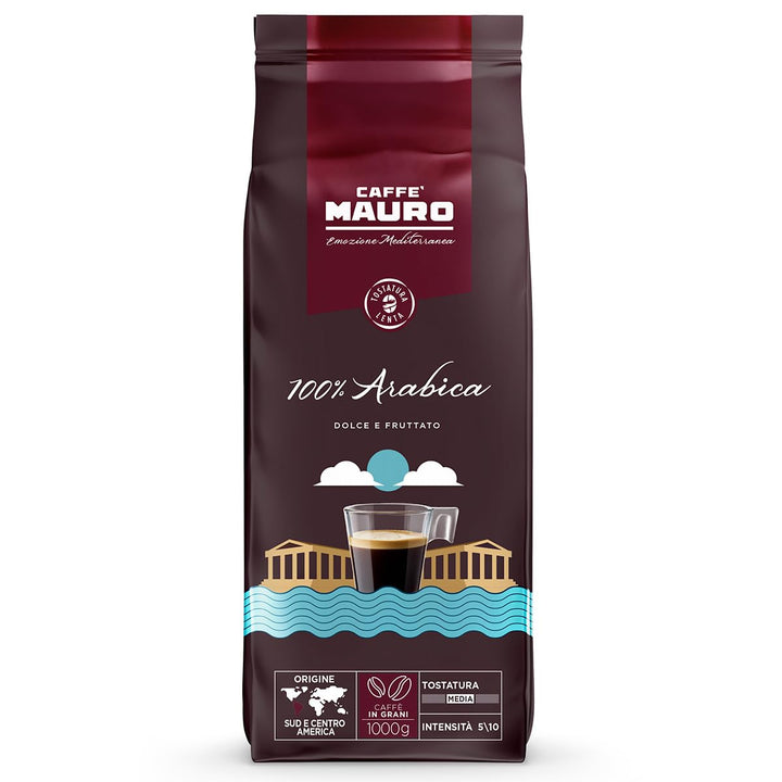 Caffè Mauro – Kaffeebohnen – 1 Kg – Avvolgente Mischung – Mittlere Röstung – Intensität 8/10 – Hergestellt in Italien – 1Kg Packung