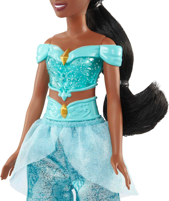 Jucărie Mattel Disney Princess, păpușă mobilă Jasmine Fashion cu haine și accesorii strălucitoare, inspirată de filmul Disney, cadou pentru copii, HLW12