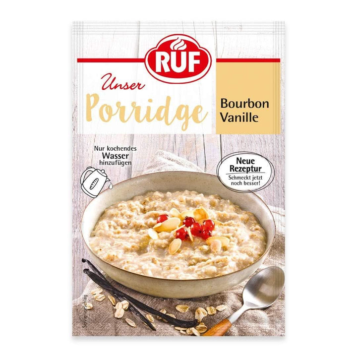 RUF Porridge Raspberry White Choc, Porridge instant cu bucăți de zmeură și ciocolată albă rasă, 65 de grame