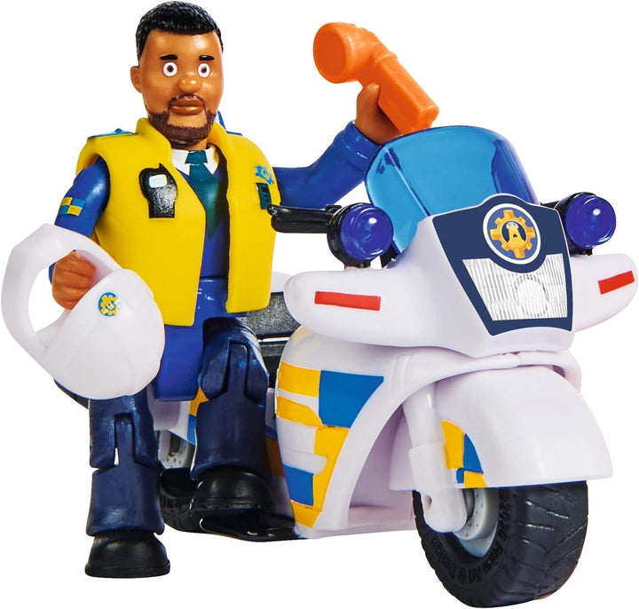 Simba 109251092 - Motocicleta poliției Fireman Sam, Cu figurina Malcolm, Cu accesorii, Sezon 12, De la 3 ani Action figures Naty Shop