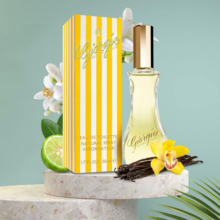 Giorgio Beverly Hills - Giorgio Yellow Eau De Toilette, Parfum Spray Feminin și Elegant, Cu Note Florale, Proaspete și Ușor Orientale, Aromă Lemnoasă, Parfum pentru Femei