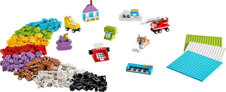 Set creativ LEGO Classic pentru construcție și joacă - set cu cărămizi colorate - construiește o casă, un câine, o mașină amuzantă, o claviatură de pian și un curcubeu - set de artizanat pentru băieți și fete de la 5 ani