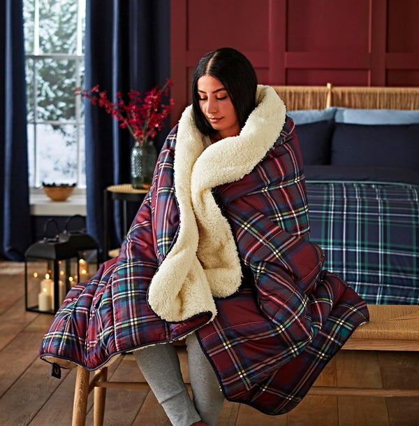 Night Lark Kuschelige Sherpa-Fleece-Decke, Klassisches Rotes Schottenkaro, 9 Tog, LuxuriÃ¶s, Flauschig, Dick Und Wendbar, Perfekt FÃ¼r Sofa, Bett, Couch, Sofa. Hypoallergen, Maschinenwaschbar, GrÃ¶ÃŸe: