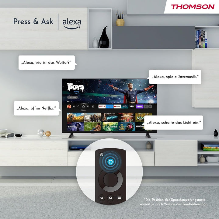 Thomson 32'' (80 Cm) HD – LED Fire TV – Alexa-Sprachsteuerung, Airplay-Unterstützung, Triple Tuner, Bluetooth, HDMI, Usb-Anschlüsse, AV in Und CI+ – 32HF2S34 – 2024