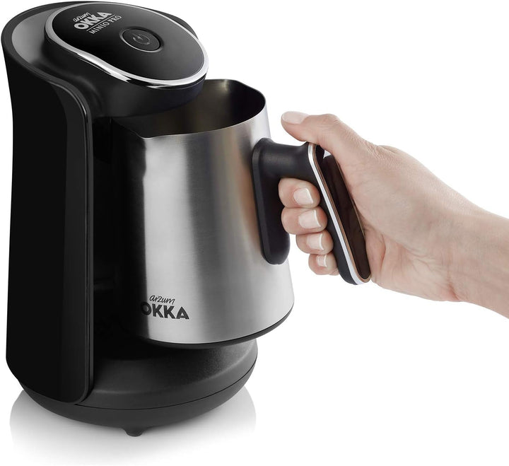Cafetieră turcească Arzum Okka Minio, aparat Mocha, 1-4 căni, cană din oțel inoxidabil de 300 ml, protecție la preaplin, sistem inteligent de preparare, cană lavabilă, 480 W, cupru
