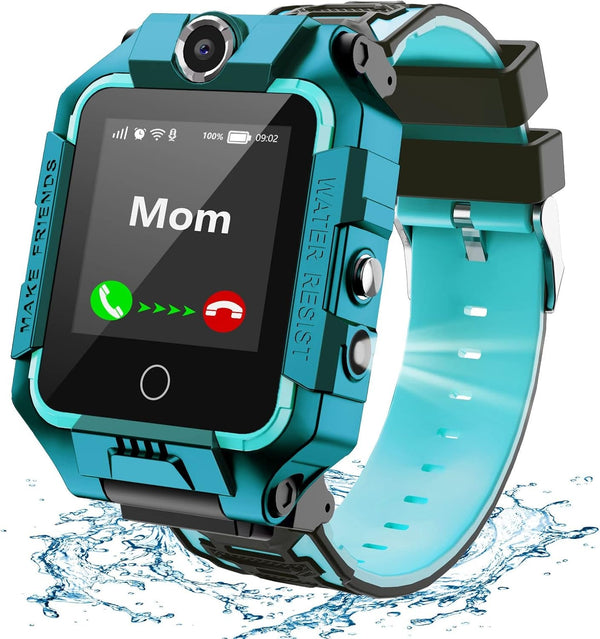 LiveGo Kids Smartwatch 4G, rezistent la apă și sigur Smartwatch Phone cu 360° Rotatable, GPS Tracker, Apel SOS Camera WiFi, 3-12 ani Elevii cadou de ziua de naștere (T10 Cyan01)