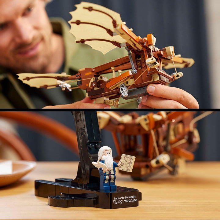 LEGO Icons Leonardo Da Vinci's Flying Machine With Flapping Wings - Include minifigurină și suport - Set de construcție pentru adulți - Set de decorațiuni pentru casă - Idee de cadou - 10363