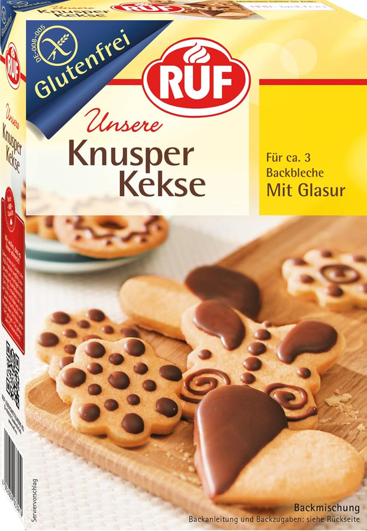 Fursecuri fără gluten RUF cu glazură de cacao, amestec de copt pentru 3 tăvi de copt, potrivit pentru boala celiacă, 100% fără gluten