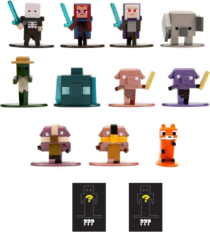 Jada Toys - Minecraft Blind Pack Nanofigs, Wave 2, Minecraft Legends Nano Metal Collectible Figure, Diverse modele, 4 Cm, Vârsta 3+, Negru