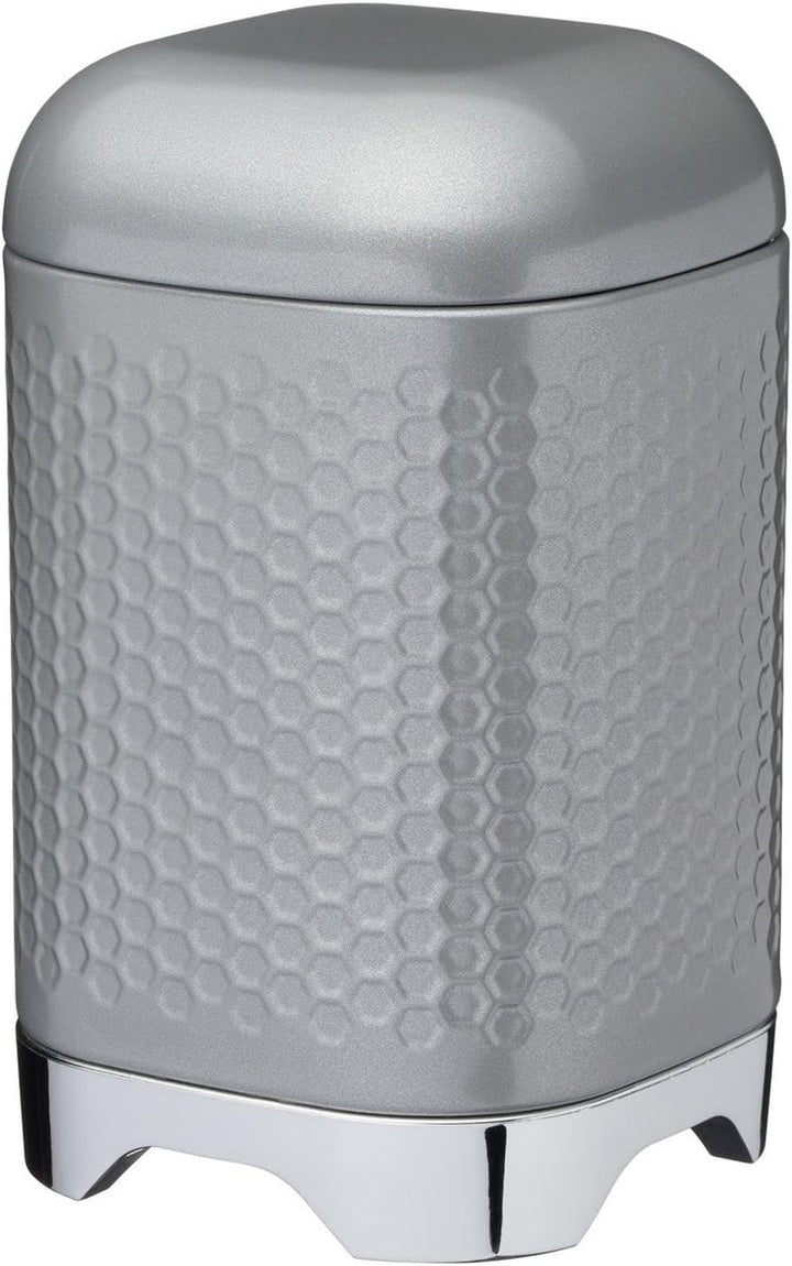 KitchenCraft Lovello caddy pentru ceai, caddy din oțel alb, suprafață texturată, stil 1950 cu capac, pentru ceai vrac și pliculețe de ceai, 11 cm x 11 cm x 19 cm, Ice White Cutii depozitare alimente Naty Shop Gri (Shadow Grey) Alimente