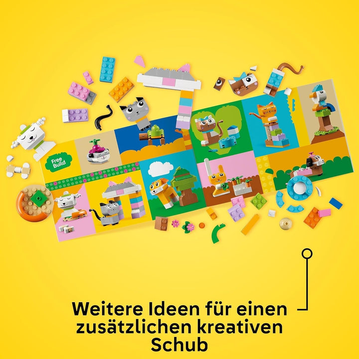 LEGO Classic Creative Animals, cutie cu cărămizi colorate, construiește figurine de animale din cărămizi precum câine, pisică, iepure, hamster și pasăre, jucărie de construcție pentru băieți și fete de la 5 ani 11034