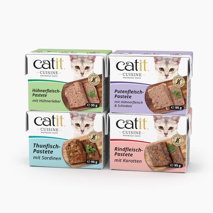Catit Cuisine - Hrană umedă premium pentru pisici - Pateu cu ton și sardine, Hrană completă, 95G, Fără cereale, Conținut ridicat de pește