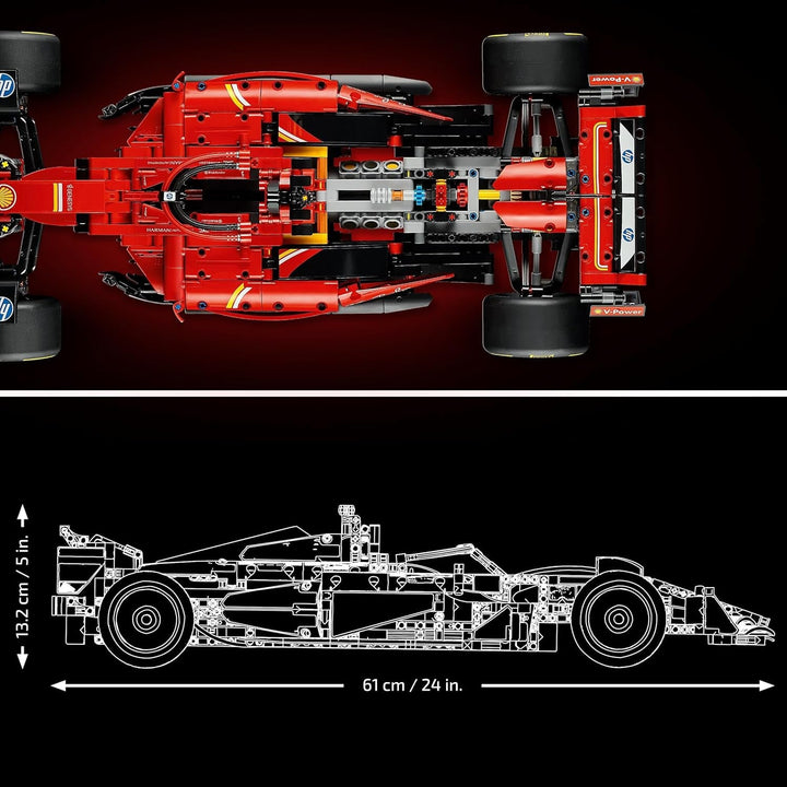 LEGO Technic Ferrari SF-24 F1 Race Car - Mașină model pentru adulți - Set Formula 1 de colecție - Motor V6, cutie de viteze, direcție și DRS la scara 1:8 - Cadou pentru fanii sporturilor cu motor și ai mașinilor de curse 42207