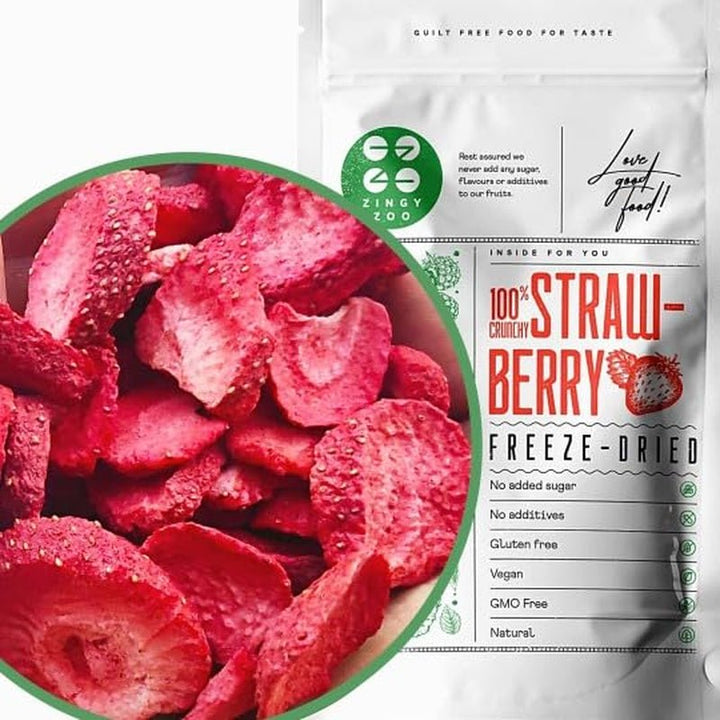 Căpșuni liofilizate | Fructe liofilizate Liofilizate | Fructe uscate fără zahăr Fructe uscate | Căpșuni uscate Liofilizate | Fructe liofilizate (90g) Produse deshidratate Naty Shop 50G