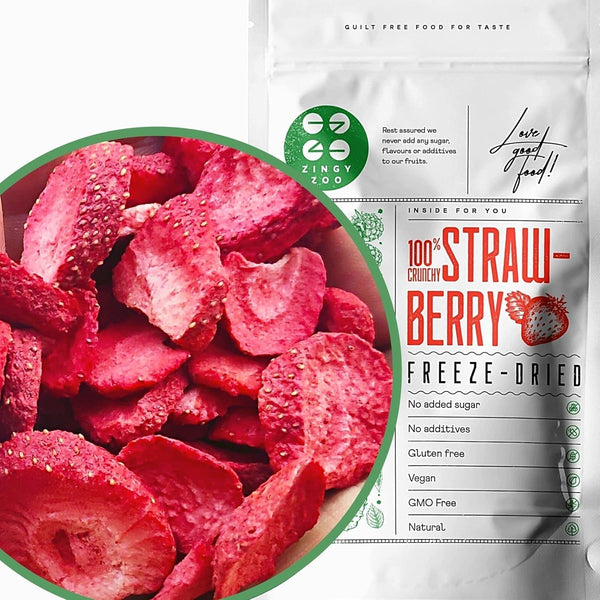 Căpșuni liofilizate | Fructe liofilizate Liofilizate | Fructe uscate fără zahăr Fructe uscate | Căpșuni uscate Liofilizate | Fructe liofilizate (90g) Produse deshidratate Naty Shop 90G