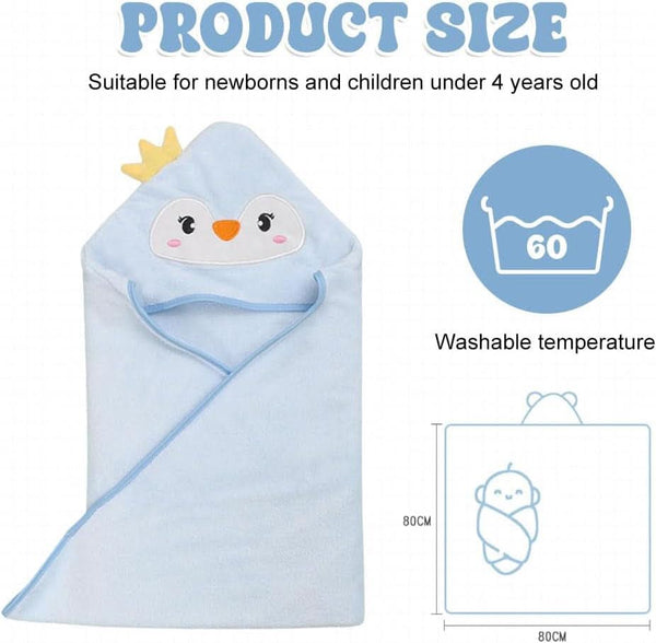 Kapuzenhandtuch Baby Handtucher Neugeborene Babyhandtuch Mit Kapuze Kleinkind Kaputzenhandtücher Baby Badetucher Badehandtuch Baby Bath Towel Newborn Kapuzenbadetuch Bademantel 0-6 Monate-Blau