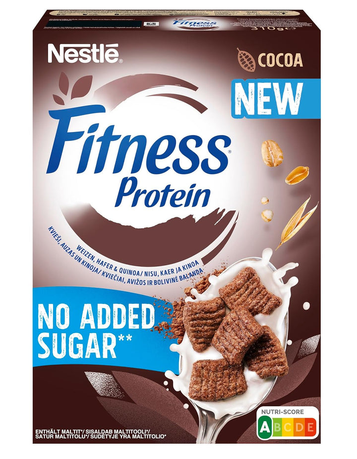 Nestlé FITNESS Protein Cocoa No Added Sugar Cerealien, Knusprige Vollkorn Flakes Mit Leckerem Kakaogeschmack, 6Er Pack (6 X 310G)