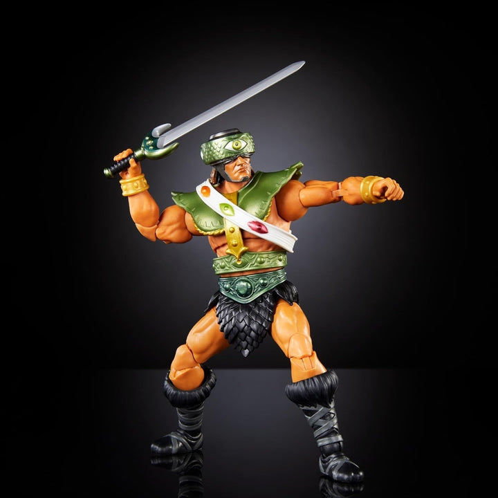 Masters of the Universe Masterverse New Eternia Tri-Klops Action Figure, figurină de colecție Deluxe cu 30 de puncte de mișcare și accesorii, Motu Toy, HYC52
