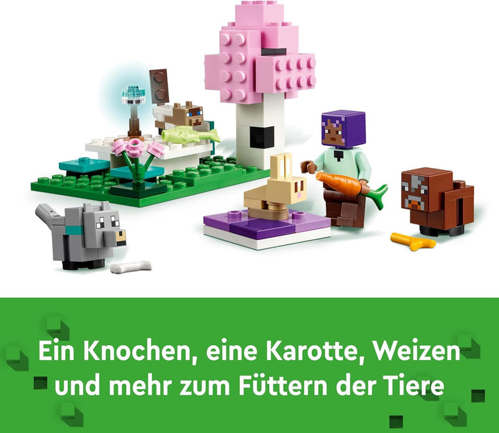 LEGO Minecraft Sanctuarul animalelor, jucărie cu multe figuri de animale pentru fete și băieți de la 7 ani, cadou pentru gameri și copii, set de modele de cărămizi ale biomului de câmpie 21253