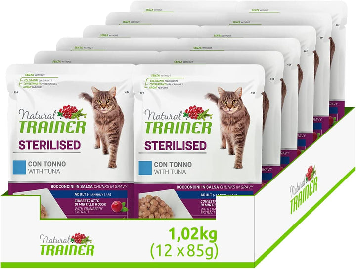 Natural Sterlisied Adult Hrană umedă pentru pisici cu curcan și fibre de mazăre, 12 pungi X 85 G - 1020 G