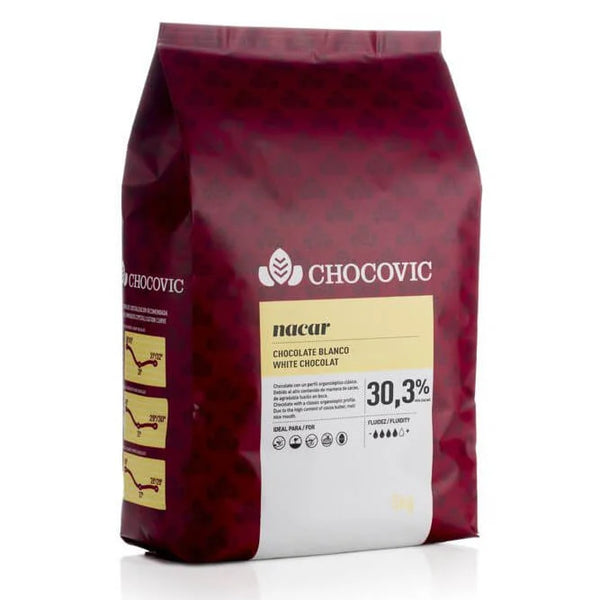 Ciocolata Alba 30.4% Nacar, 5 Kg, Chocovic Materii Prime Profesionale Naty Shop