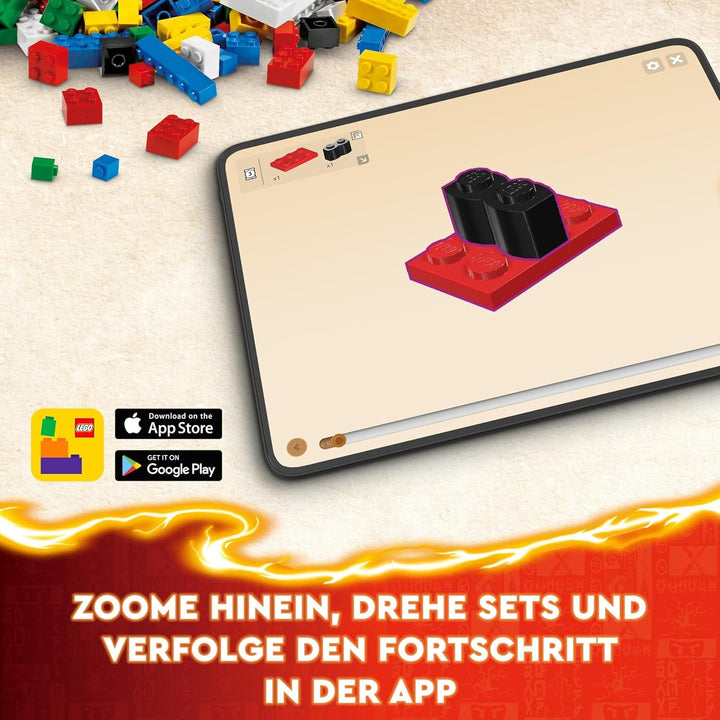 LEGO NINJAGO Kai's Fire Mech, jucărie figurină de acțiune pentru copii cu figurină mech roșie pentru personalizare, set ninja cu 4 figurine, inclusiv Kai și Zane, cadou pentru băieți și fete de 7 ani 71808