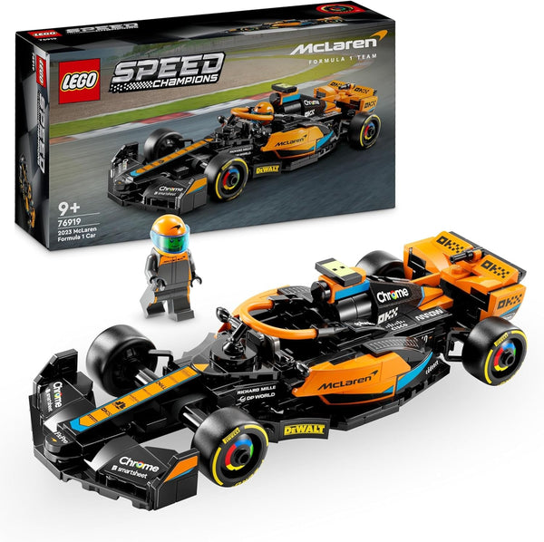 LEGO Speed Champions Mclaren Formula 1 mașină de curse 2023, jucărie pentru copii cu vârsta de peste 9 ani, băieți și fete cărora le place să se joace independent, model de vehicul construibil, decor pentru camera copiilor 76919