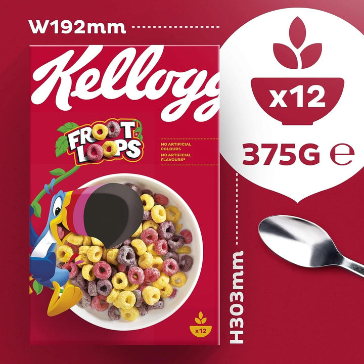 Kellogg'S Froot Loops Breakfast Cereal, pachet 6 x 375 grame