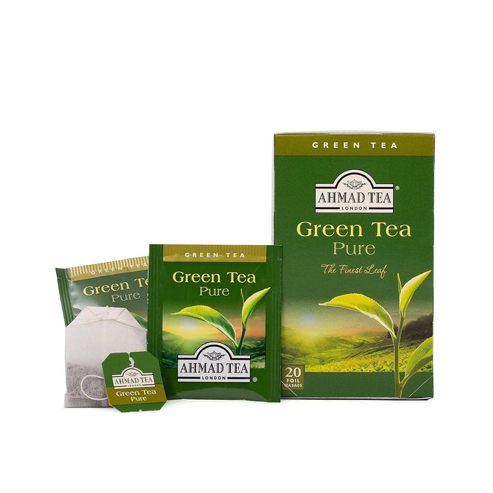 Ahmad Tea - Ceai verde - Pliculețe de ceai ambalate individual, cu aromă sigilată, cu 2 g de ceai per porție - 20 pliculețe de ceai cu bandă (pachet cu 2)