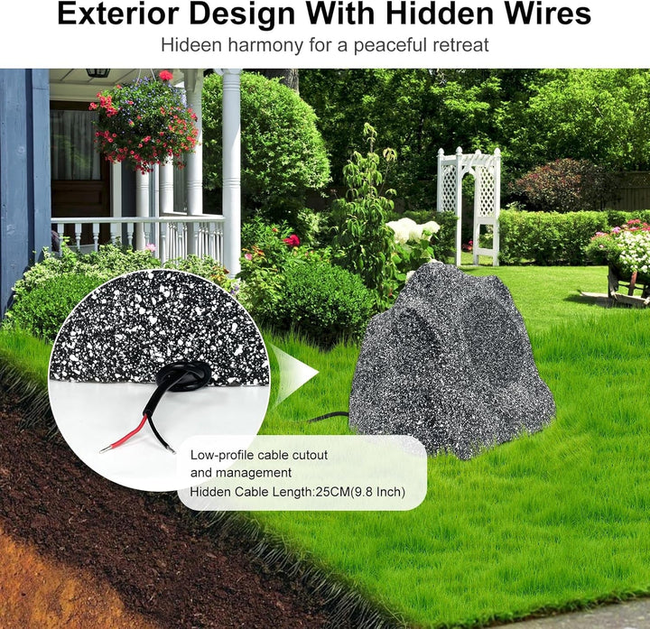 Herdio 6.5" Outdoor Rock Lautsprecher Hardwired 400 Watt, IPX6 Wasserdichtes Design Für Pool, Garten, Deck Und Outdoor Aktivitäten (Paar)