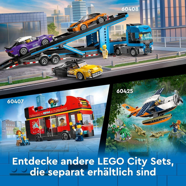 Autobuz cu două etaje LEGO City, autobuz de jucărie cu două etaje, set de vehicule pentru fete și băieți de la 7 ani, conține 5 figurine, inclusiv un bebeluș într-un cărucior 60407 Seturi de constructie Besuche den LEGO-Store