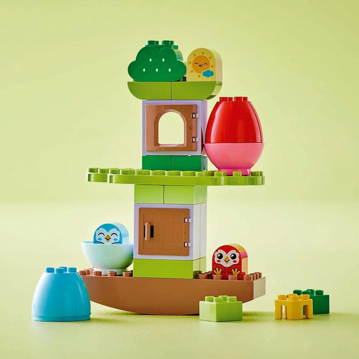 Copac LEGO DUPLO pentru echilibrare și stivuire, jucărie pentru dezvoltare, set de construcție pentru copii începând cu 18 luni, jucărie creativă pentru copii, jucărie educativă cu 2 păsări de jucărie 10440