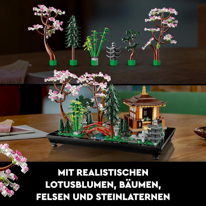 Lego Icons Garden Of Silence - Set de grădină botanică Zen pentru adulți cu flori de lotus - Decorațiune de birou personalizabilă inspirată de Japonia - Cadou pentru femei și bărbați 10315