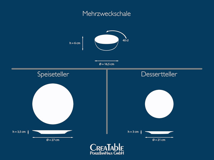 Creatable, 22707, Serie Industrial Gold BLACK, 12-Teiliges Geschirrset, Teller Set Aus Steinzeug, Spülmaschinen- Und Mikrowellengeeignet, Qualitätsproduktion