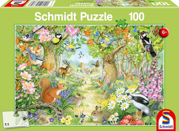 Schmidt Spiele 56370 Animale în pădure, puzzle pentru copii, 100 piese