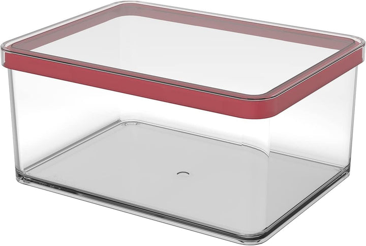 Rotho Loft set de 5 borcane de depozitare cu capac, diferite dimensiuni, plastic alimentar (PP) fără BPA, transparent/roșu, (21,4 x 21,4 x 23,5 cm) Cutii depozitare alimente Naty Shop 2.25 L lățime