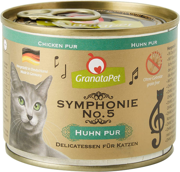 Granatapet Symphonie No. 5 Pui PUR , Hrană pentru pisici fără cereale și zahăr adăugat, File în jeleu natural, Hrană umedă delicioasă pentru pisici, 6 X 200 G