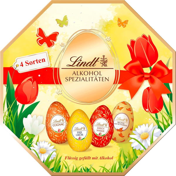 Lindt Schokolade Alkohol-Eier Kassette | 216 G | Feinste Schokoladen-Eier Mit Flüssiger Alkohol-Füllung | Oster Schokolade | Schokoladengeschenk | Schokoeier