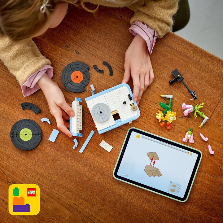 Cititor de discuri LEGO Creator 3In1 cu flori - jucărie convertibilă în radio sau microfon - jucării muzicale pentru copii - idee de cadou creativă pentru fete și băieți de la 8 ani 31172