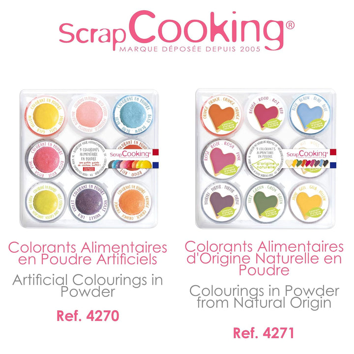 Scrapcooking - 9X Set Lebensmittelfarben Pulver - Blau, Gelb, Rosa, Violett, Orange, Zitronengrün, Rot, Puderrosa, Schwarz - Farbpulver Essbar Für Torten, Kuchen, Makronen - 4270