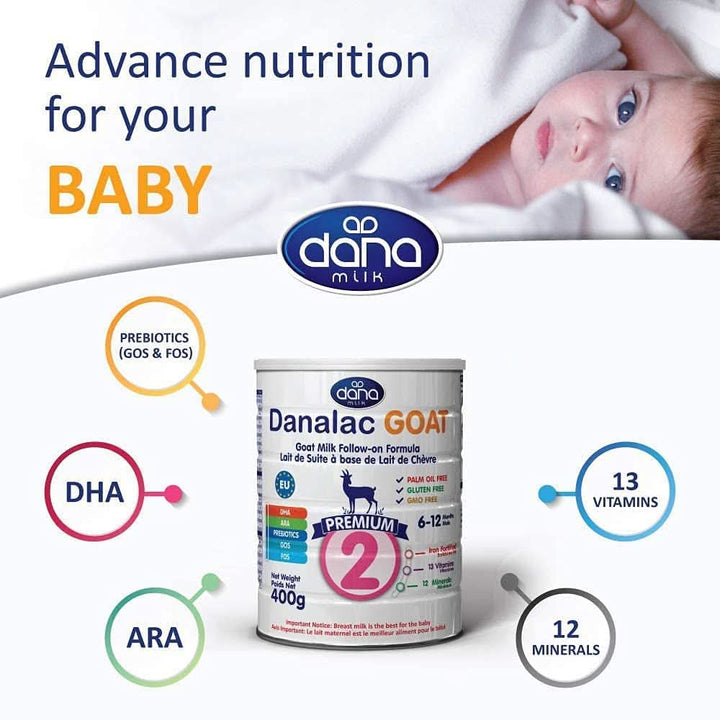 Danalac Premium Advanced Baby Milk Folgemilch Auf Basis Von Ziegenmilch Im 2. Lebensjahr Milchpulver Für Säuglinge Und Babys Im Alter Von 6 Bis 12 Monaten - Formel EU-2020 (800 G Packung Mit 1 Karton)