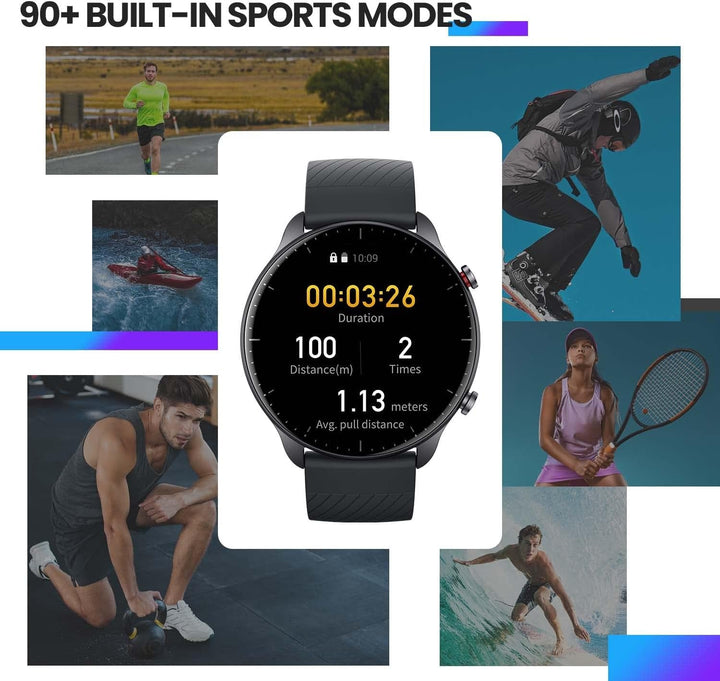 Amazfit [versiunea 2022] GTR 2 46mm smartwatch cu apeluri Bluetooth, 3 GB de stocare a muzicii, ceas sportiv cu 90 de moduri sportive, monitorizarea ritmului cardiac și SpO2, funcționează cu Alexa