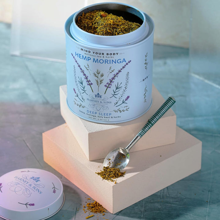 Hemp Moringa Tea Blend, Wellness, Deep Sleep Blend, 5 Oz Tin Tea USA Naty Shop