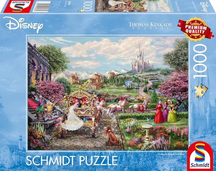 Schmidt Spiele 58038 Disney, Cenusareasa fericita pentru totdeauna, Thomas Kinkade, puzzle jigsaw 1000 piese, multicolor