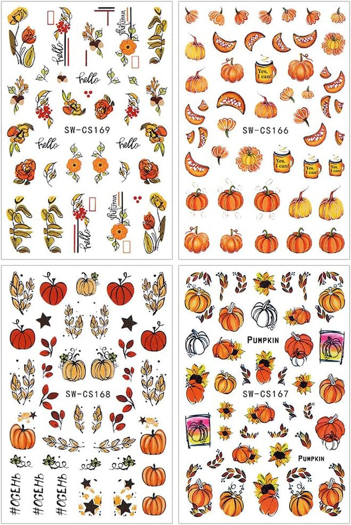 3D toamna unghii autoadezive frunze dovleac unghii autocolante linie geometrică flori unghii autocolante Ziua Recunoștinței design unghii autocolante toamna dovleac unghii autocolante accesorii unghii artă unghii