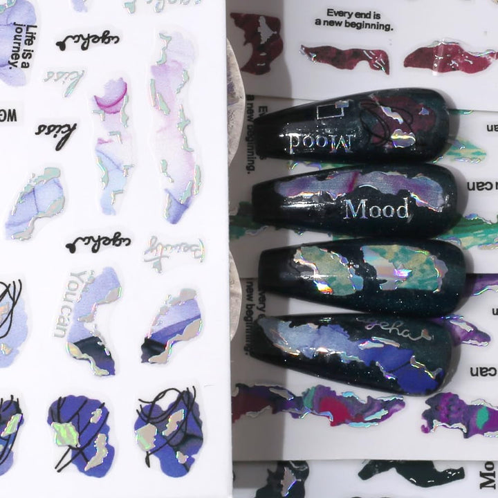 6 culori autocolante pentru unghii marmură bronzant autocolante argintii autoadezive înflorire marmură autocolante pentru unghii 3D marmură autocolante pentru unghii design accesorii unghii artă autocolante autocolante unghii set folie de unghii