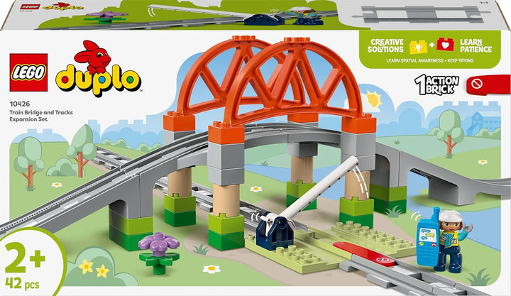 LEGO DUPLO Town Pod de cale ferată și șine - Set de expansiune, cadou pentru copii începând cu 2 ani, set pentru construcție și reconstrucție, set de dezvoltare pentru preșcolari, jucărie educațională 10426