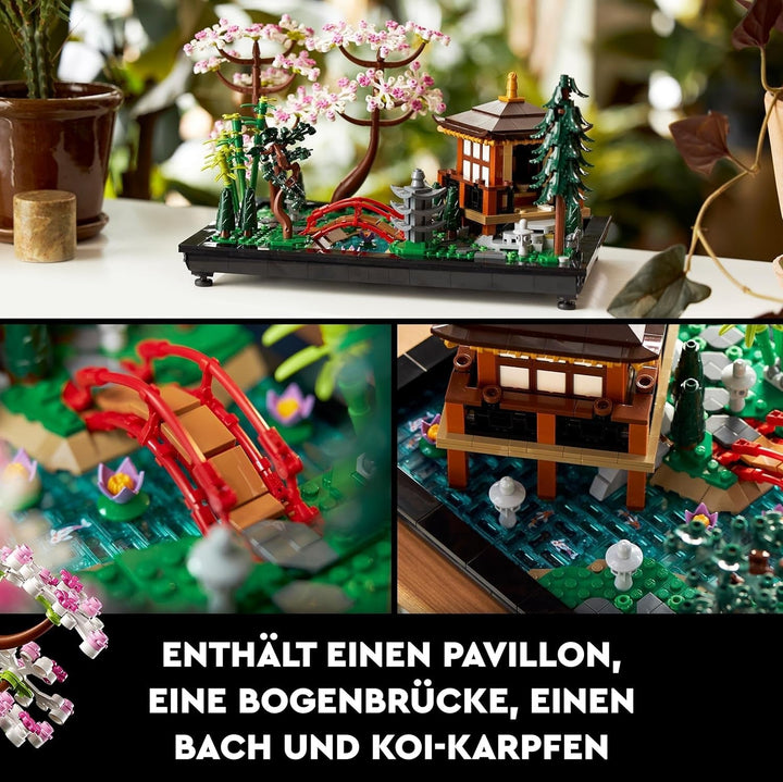 Lego Icons Garden Of Silence - Set de grădină botanică Zen pentru adulți cu flori de lotus - Decorațiune de birou personalizabilă inspirată de Japonia - Cadou pentru femei și bărbați 10315