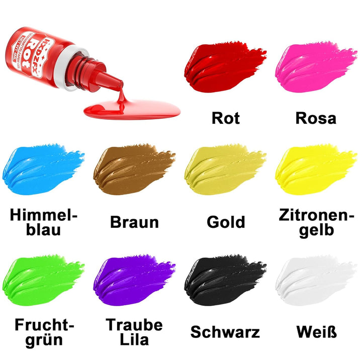 Lebensmittelfarbe Gel - 10 Farben Vegan Lebensmittelfarben, Hochkonzentriertes Lebensmittel Farbe Für Tortendeko, Macarons, Getränken, Osterei, DIY Slime - 6Ml