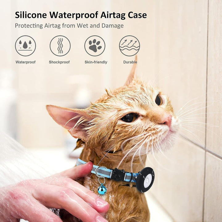 Simplethings 2022 Airtag Suport pentru zgardă pentru pisici, suport pentru zgardă mică pentru pisici compatibil cu Apple Airtag, pachet de 2 huse de protecție impermeabile pentru zgardă pentru animale de companie în limita a 1 cm